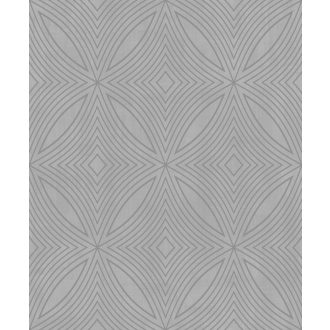   Fókuszált vizuális és fényenergia egy geometrikus mintában elegáns szürke alap és fémes ezüst tónusú mintavezetés tapéta