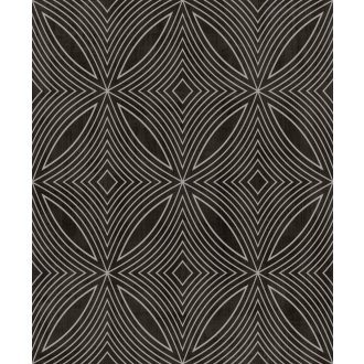   Fókuszált vizuális és fényenergia egy geometrikus mintában fekete alap és fémes ezüst tónusú mintavezetés tapéta