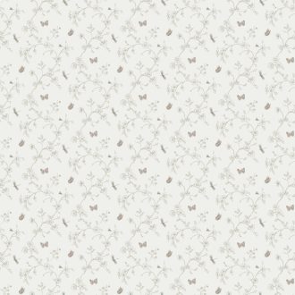   Vintage- romantikus hangulat! Apró virágok pillangók és szítakötők fehér szürke barna és ezüst tónus tapéta