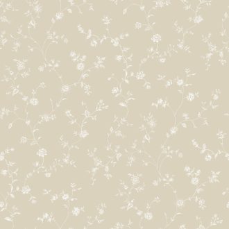   Virágos indák költői és harmonikus elegáns mintája meleg bézs és tejfehér tónus tapéta