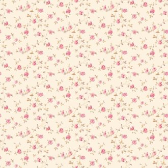   Költői báj az apró rózsák romantikus mintájában krém halvány rózsaszín és zöld tónus tapéta