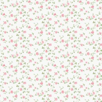   Költői báj az apró rózsák romantikus mintájában fehér friss zöld és rózsaszín/rózsapiros tónus tapéta