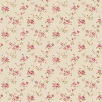   Miniatűr rózsák és finom levelek elegáns mintája lágy bézs mályva bordó és zöldesbarna tónus tapéta