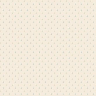   Kifinomult vintage minta a Fleur de Lis jegyében apró stilizált liliomok sora meleg krémszín olívzöld és halvány kék tónus tapéta