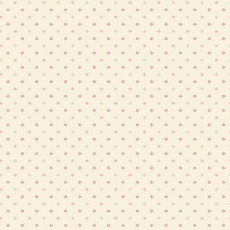   Kifinomult vintage minta a Fleur de Lis jegyében apró stilizált liliomok sora krémes-bézs rózsaszín kék és zöld tónus tapéta