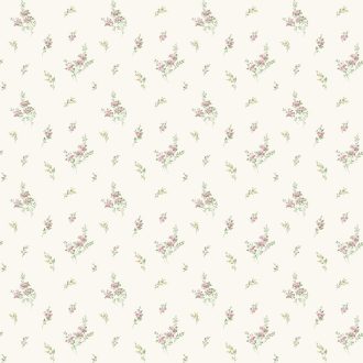   Romantikus country stílusú és költői szépségű virágmotívum krémfehér rózsaszín és zöld tónus tapéta