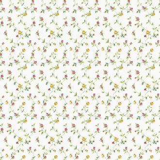   Romantikus virágminta a country stílus legszebb lapjaiból krémfehér rózsaszín sárga és zöld tónus tapéta