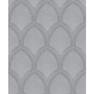   Art deco remekmű! Fémes vonalakkal aktualizált bravúros grafikai minta szürke ezüstszürke és ezüst tónus fémes hatás tapéta