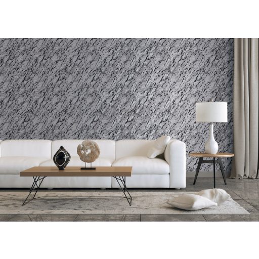 Márványba öntött drámai élmények! Valósághű ábrázolású design szürke ezüstszürke és antracit tónus fémes hatás tapéta