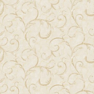   Klasszikus finoman rajzolt elegáns vintage indaminta krémes-vanília és halvány arany tónus finom fémes hatás tapéta