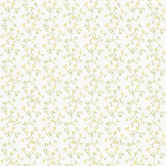   Kifejezetten nőies finom virágminta a kecsesség botanikai szinonímája krémfehér citromsárga és olívzöld tónus tapéta