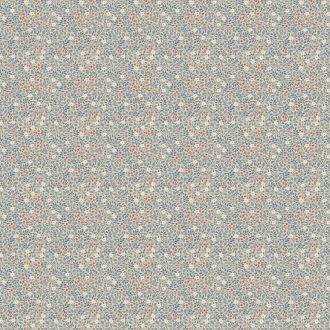   Kifejezetten nőies finom virágminta a kecsesség botanikai szinonímája bézs kék narancs/korall és fehér tónus tapéta