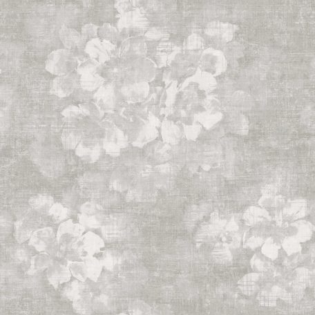 Elegáns virágminta fémes díszítéssel elmosódott háttéren szürke ezüstszürke és fehérezüst tónus tapéta