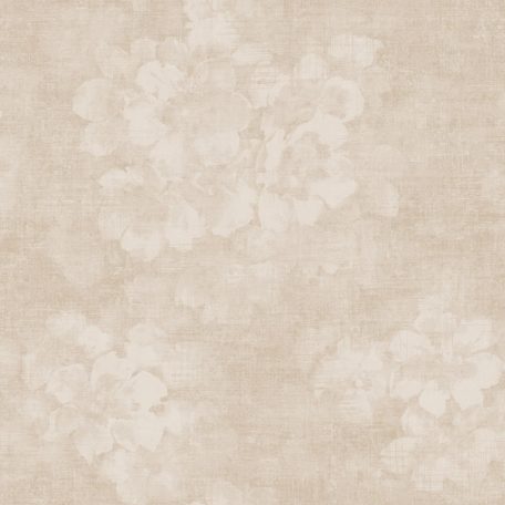 Elegáns virágminta fémes díszítéssel elmosódott háttéren bézs világosbarna és fehér/fehérezüst tónus tapéta