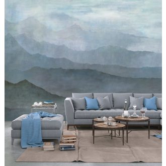   Pazar természeti kép - misztikus ködös hegyek hegyláncok szürke kék zöld fehér és türkiz tónus falpanel