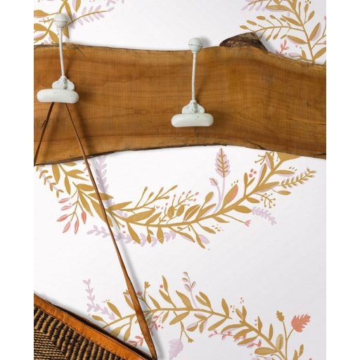 Caselio Green Life 101684026 HARMONY Natur levélfonat koszorúba kötve krém bézs arany rózsaszín tapéta