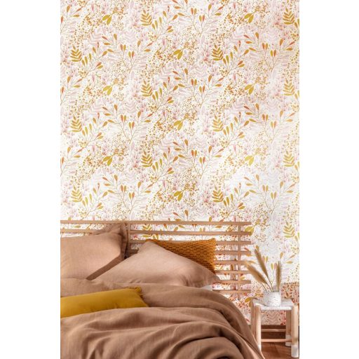 Caselio Green Life 101694002 JOY Natur botanikus levélágak levelek krém rózsaszín arany tapéta