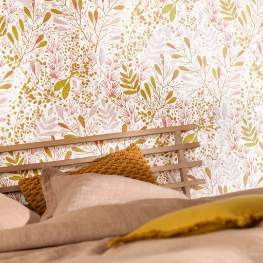 Caselio Green Life 101694002 JOY Natur botanikus levélágak levelek krém rózsaszín arany tapéta