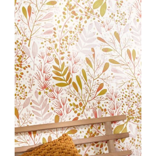 Caselio Green Life 101694002 JOY Natur botanikus levélágak levelek krém rózsaszín arany tapéta