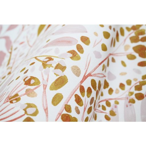 Caselio Green Life 101694002 JOY Natur botanikus levélágak levelek krém rózsaszín arany tapéta