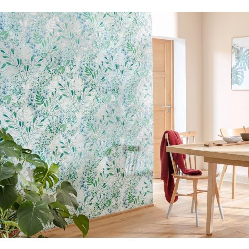 Caselio Green Life 101697620 JOY Natur botanikus levélágak levelek krémfehér kék szürke zöld arany tapéta
