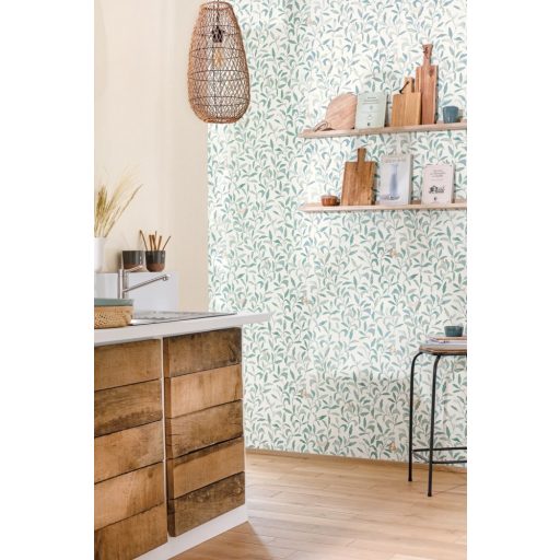 Caselio Green Life 101716023 SWEET Natur botanikus levelek pillangók fekér szürke kék zöldeskék arany tapéta