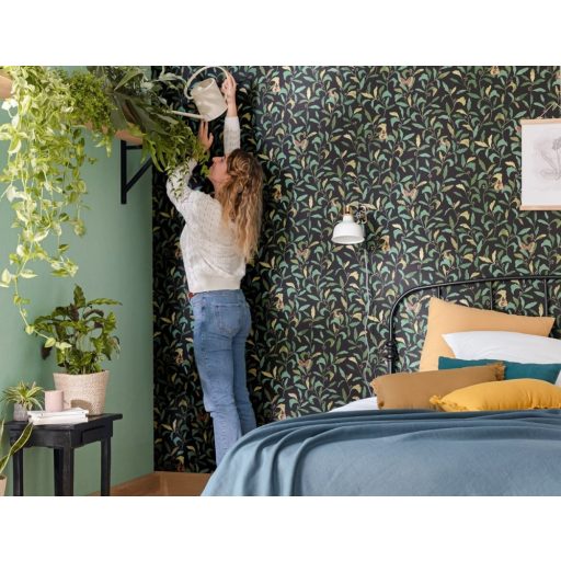 Caselio Green Life 101717122 SWEET Natur botanikus levelek pillangók fekete zöld árnyalatok arany tapéta
