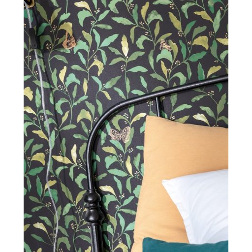 Caselio Green Life 101717122 SWEET Natur botanikus levelek pillangók fekete zöld árnyalatok arany tapéta