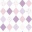 Gyerekszobai geometrikus szines rombuszminta csillagokkal fehér lila rózsaszín ezüst tapéta