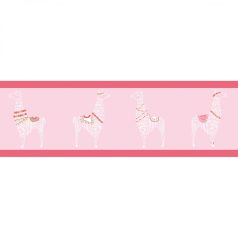   Caselio Girl Power 100884909  Gyerekszobai natur lámák rózsaszín pink fehér bordűr