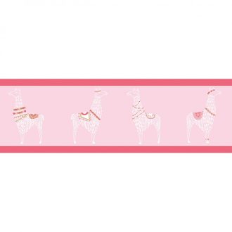   Caselio Girl Power 100884909  Gyerekszobai natur lámák rózsaszín pink fehér bordűr