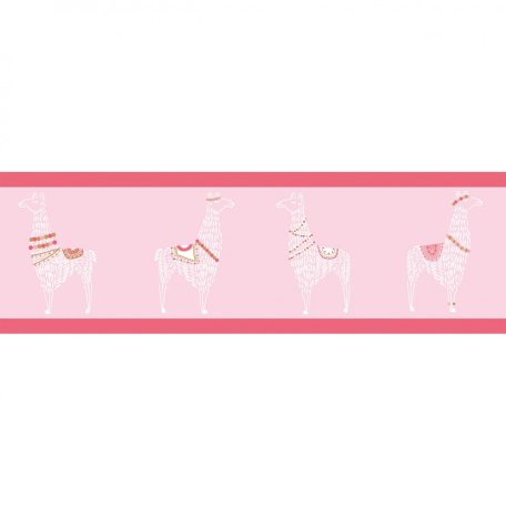 Caselio Girl Power 100884909  Gyerekszobai natur lámák rózsaszín pink fehér bordűr