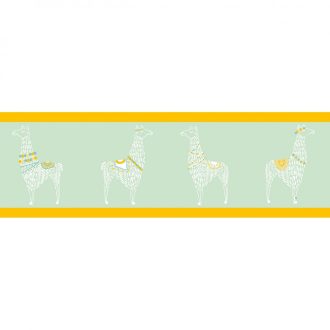   Caselio Girl Power 100887822  Gyerekszobai natur lámák zöld sárga fehér bordűr