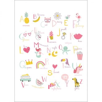   Caselio Girl Power 100984100  Gyerekszobai ABC vidám illusztrációkkal fehér szines falpanel