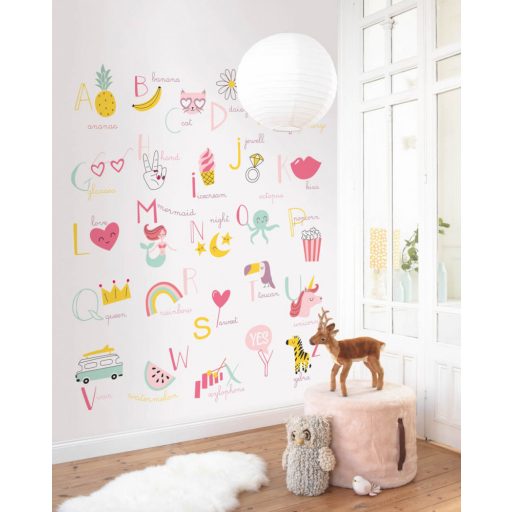 Caselio Girl Power 100984100  Gyerekszobai ABC vidám illusztrációkkal fehér szines falpanel