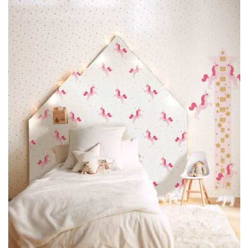  Gyerekszobai natur egyszarvúak csillagok fehér rózsaszín pink arany öntapadós falmatrica