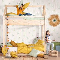  Gyerekszobai natur kis madarak virágok menta jáde mustársárga krémfehér dekoranyag