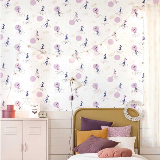 Caselio Girl Power 100972710  Gyerekszobai natur felhők krémfehér arany függöny