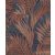 Hímzett hatású trópusi pálmalevél motívum kék sötétkék és barna/bronzbarna tónus finom gyöngyházfény tapéta