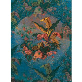   Komar Heritage Edition 1, HX4-030 Orient Blue virágos organikus díszítőminta digitális nyomat