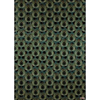   Komar Heritage Edition 1, HX4-034 Paon Vert pávatoll - pávaszem díszítőminta digitális nyomat