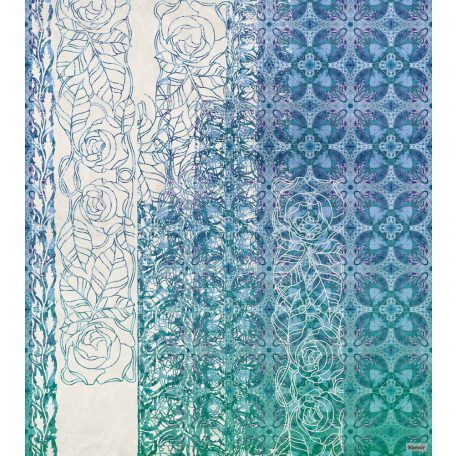 Komar Heritage Edition 1, HX5-039 Art Nouveau Blue fukncionális virág és levélmintázat digitális nyomat
