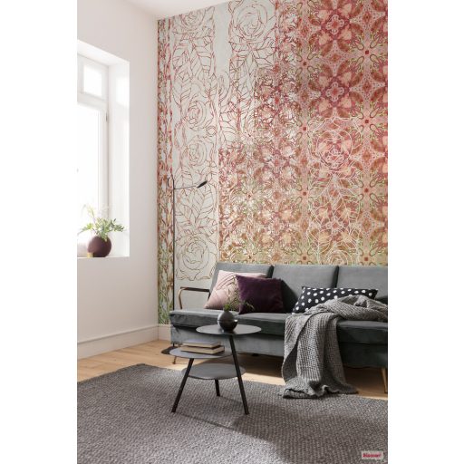 Komar Heritage Edition 1, HX5-040 Art Nouveau Rouge fukncionális virág és levélmintázat digitális nyomat