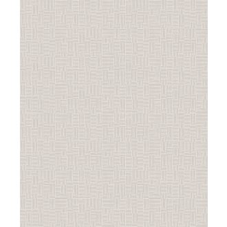   Változatos csíkos minta geometriai formákba rendezve és forgatva szürke homokszín és ezüstfehér tónus fémes részletek tapéta