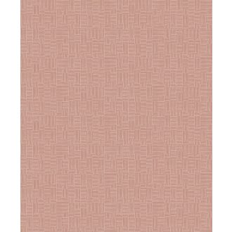   Változatos csíkos minta geometriai formákba rendezve és forgatva barna/korall és rézszín tónus fémes részletek tapéta