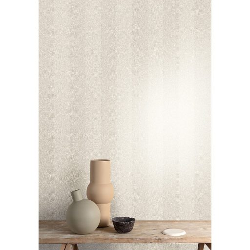 Csíkos durva szövetre emlékeztető apró cikk-cakk minta fehér és krém tónus fémes részletek tapéta