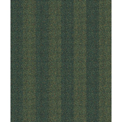 Csíkos durva szövetre emlékeztető apró cikk-cakk minta zöld fekete és arany tónus fémes részletek tapéta