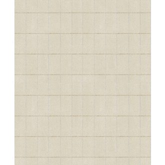   Halszálkás textilmotívum téglalapokba rendezve homokszín krém barna és szürke tónus fémes részletek tapéta