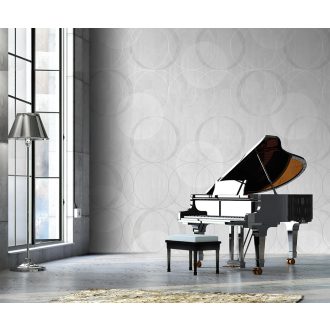   Behang Expresse Timeless INK7154 CIRCLING GREY Grafikus design óriás körök szürke fehér szürkéslila falpanel