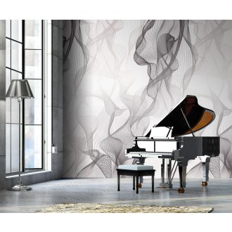   Behang Expresse Timeless INK7157 WINDINGS Grafikus design 3D Térbeli hullámok szürke lilás szürke fehér falpanel